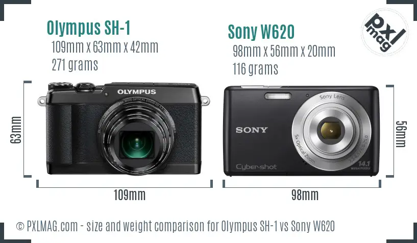 Olympus SH-1 vs Sony W620 size comparison Olympus SH-1 vs Sony W620 size comparison