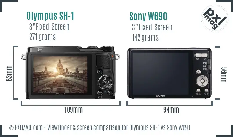 Olympus SH-1 vs Sony W690 Screen and Viewfinder comparison