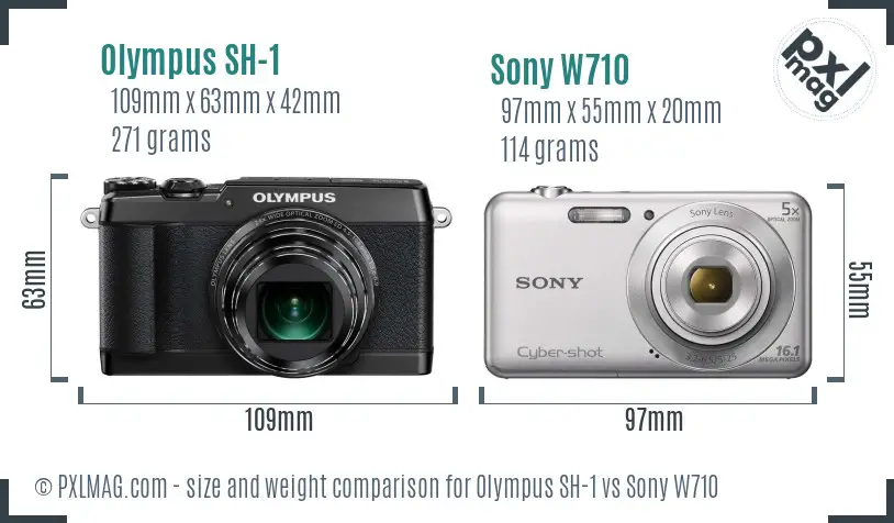 Olympus SH-1 vs Sony W710 size comparison Olympus SH-1 vs Sony W710 size comparison