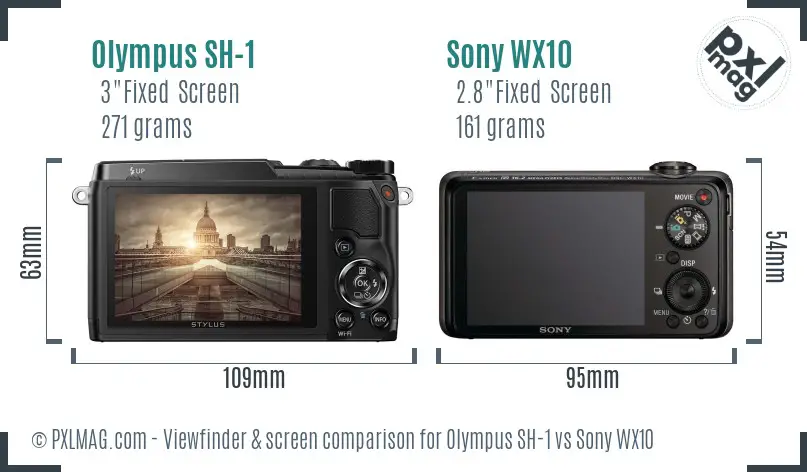 Olympus SH-1 vs Sony WX10 Screen and Viewfinder comparison