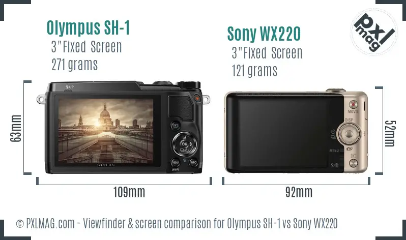 Olympus SH-1 vs Sony WX220 Screen and Viewfinder comparison