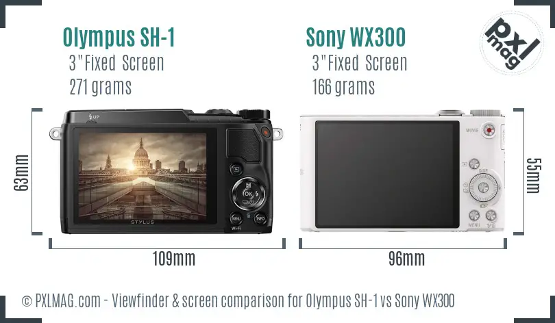 Olympus SH-1 vs Sony WX300 Screen and Viewfinder comparison