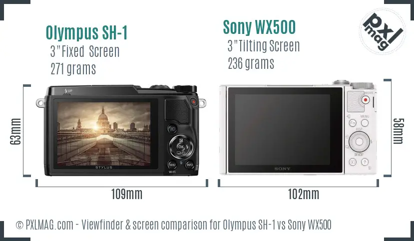 Olympus SH-1 vs Sony WX500 Screen and Viewfinder comparison Olympus SH-1 vs Sony WX500 Screen and Viewfinder comparison