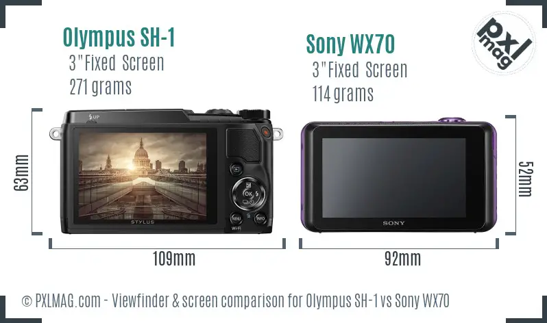 Olympus SH-1 vs Sony WX70 Screen and Viewfinder comparison