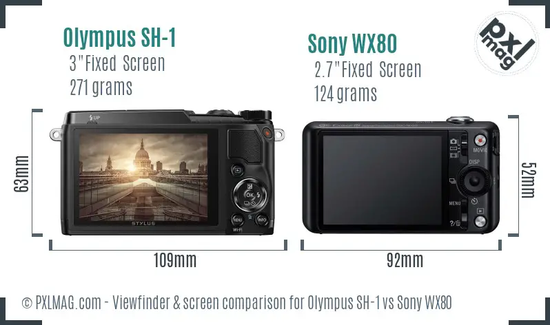 Olympus SH-1 vs Sony WX80 Screen and Viewfinder comparison