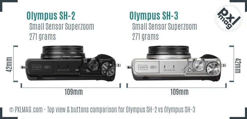 Olympus SH-2 vs Olympus SH-3 top view buttons comparison