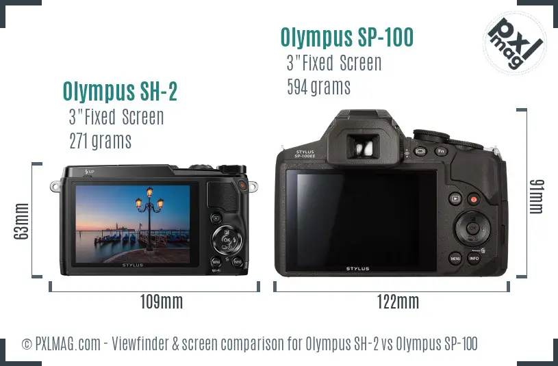 Olympus SH-2 vs Olympus SP-100 Screen and Viewfinder comparison