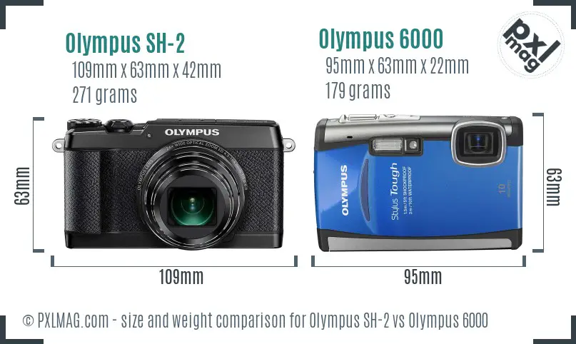 Olympus SH-2 vs Olympus 6000 size comparison