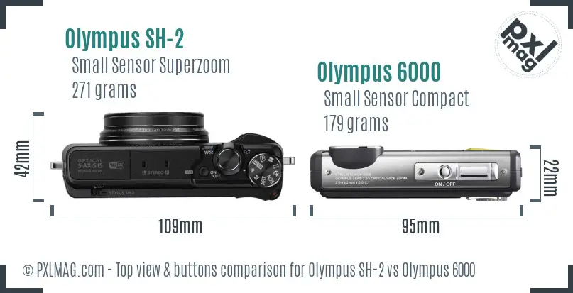 Olympus SH-2 vs Olympus 6000 top view buttons comparison