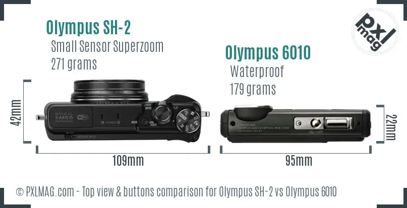 Olympus SH-2 vs Olympus 6010 top view buttons comparison