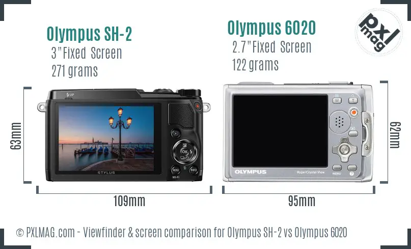 Olympus SH-2 vs Olympus 6020 Screen and Viewfinder comparison