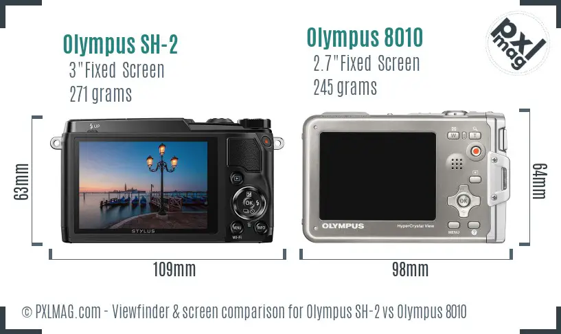 Olympus SH-2 vs Olympus 8010 Screen and Viewfinder comparison