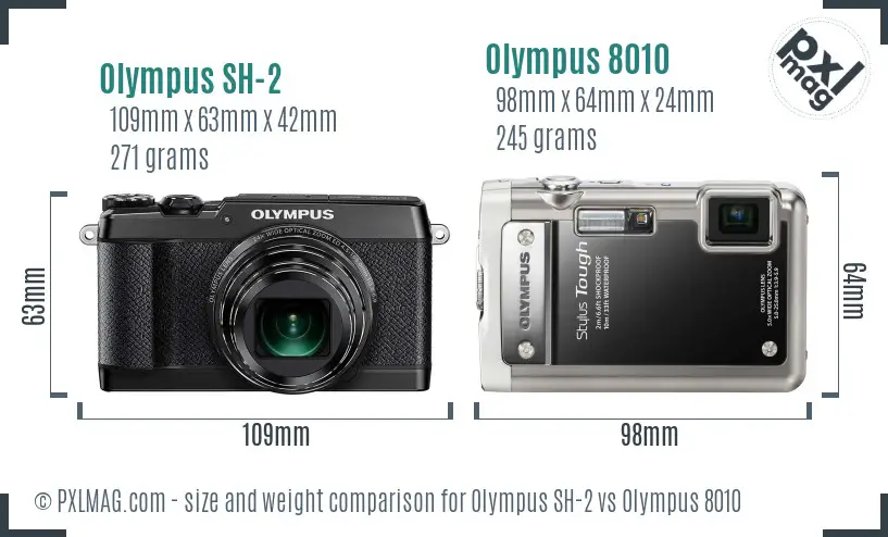 Olympus SH-2 vs Olympus 8010 size comparison