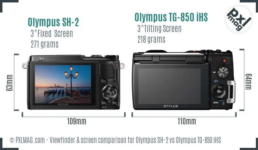Olympus SH-2 vs Olympus TG-850 iHS Screen and Viewfinder comparison
