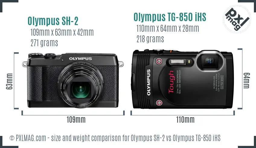 Olympus SH-2 vs Olympus TG-850 iHS size comparison
