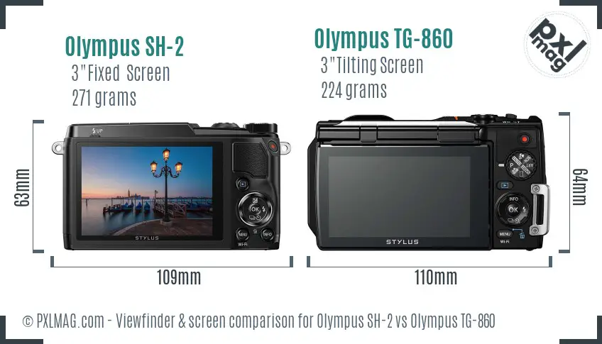 Olympus SH-2 vs Olympus TG-860 Screen and Viewfinder comparison