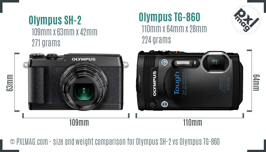 Olympus SH-2 vs Olympus TG-860 size comparison