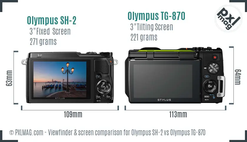 Olympus SH-2 vs Olympus TG-870 Screen and Viewfinder comparison