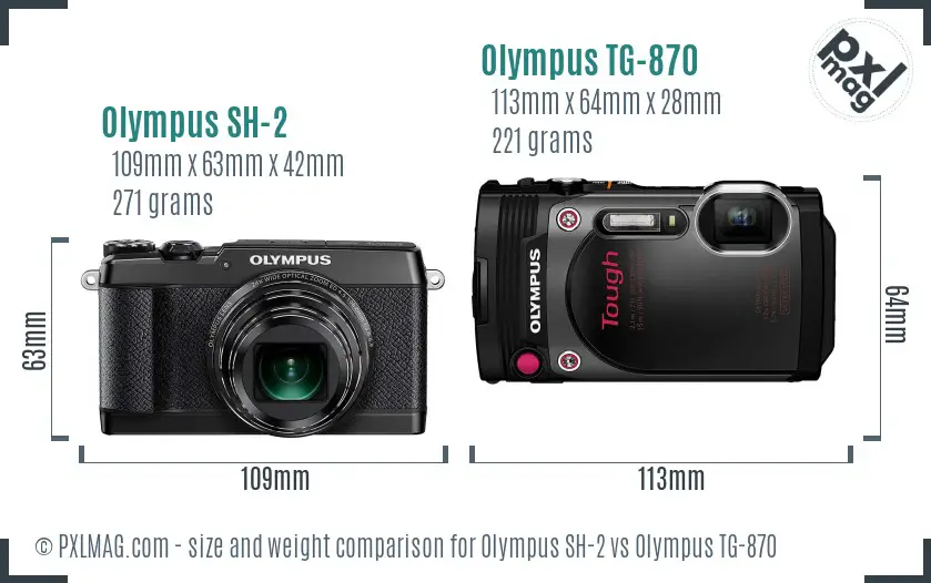 Olympus SH-2 vs Olympus TG-870 size comparison