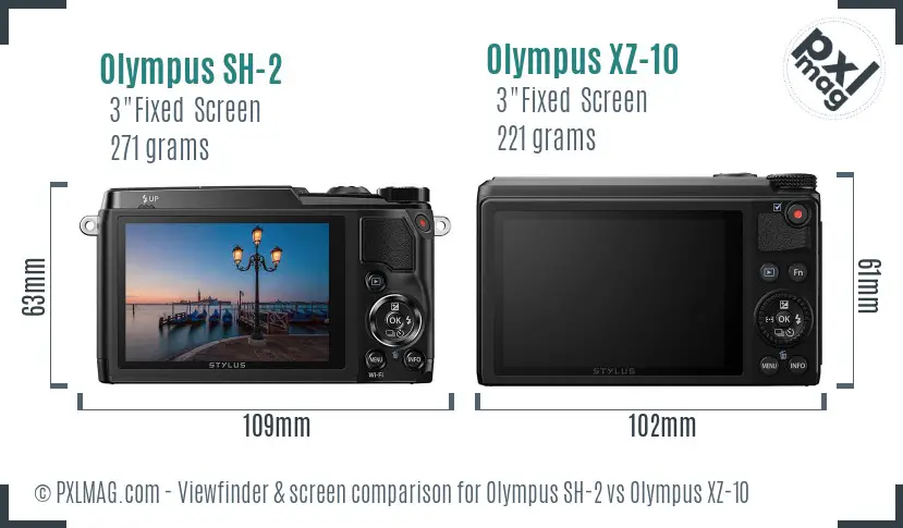 Olympus SH-2 vs Olympus XZ-10 Screen and Viewfinder comparison