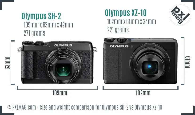Olympus SH-2 vs Olympus XZ-10 size comparison