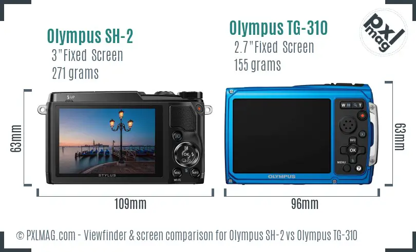 Olympus SH-2 vs Olympus TG-310 Screen and Viewfinder comparison