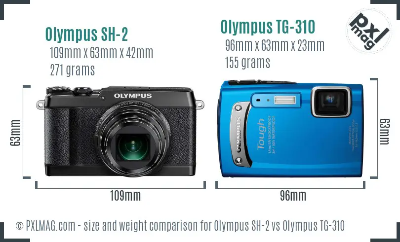 Olympus SH-2 vs Olympus TG-310 size comparison