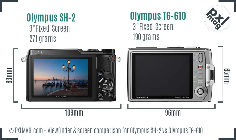 Olympus SH-2 vs Olympus TG-610 Screen and Viewfinder comparison