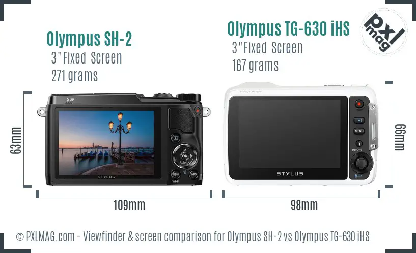 Olympus SH-2 vs Olympus TG-630 iHS Screen and Viewfinder comparison