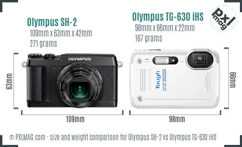 Olympus SH-2 vs Olympus TG-630 iHS size comparison