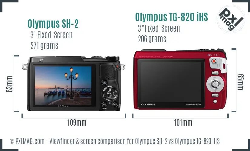 Olympus SH-2 vs Olympus TG-820 iHS Screen and Viewfinder comparison