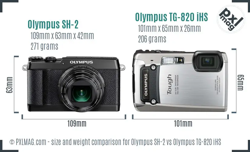 Olympus SH-2 vs Olympus TG-820 iHS size comparison