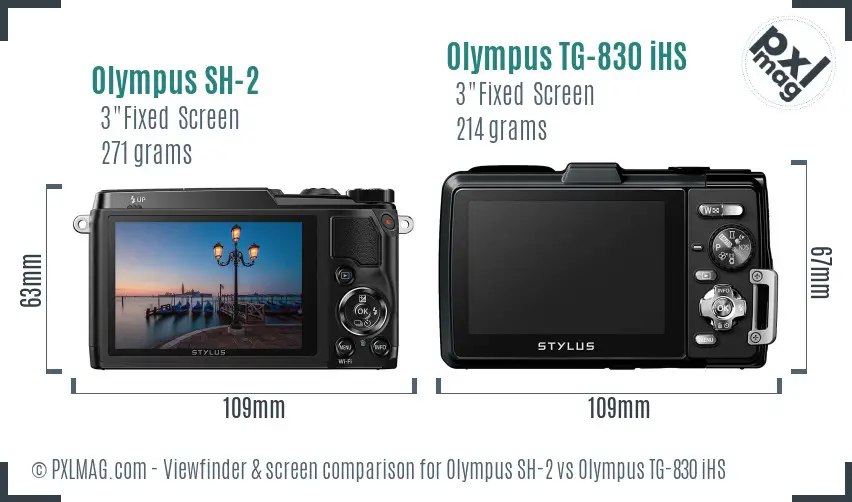Olympus SH-2 vs Olympus TG-830 iHS Screen and Viewfinder comparison