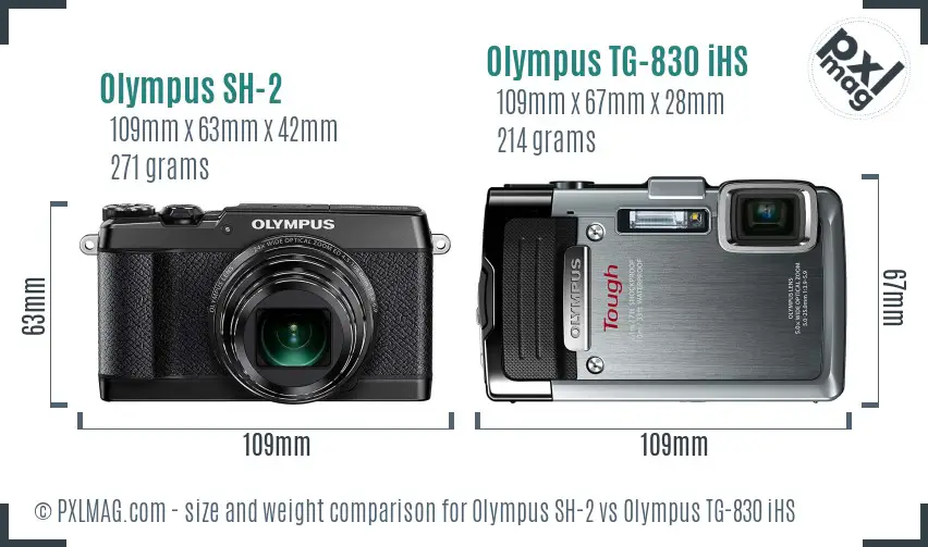 Olympus SH-2 vs Olympus TG-830 iHS size comparison