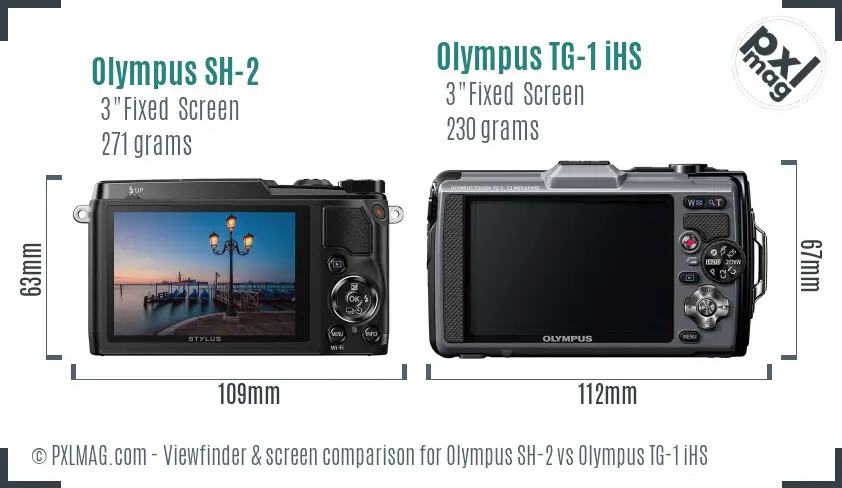 Olympus SH-2 vs Olympus TG-1 iHS Screen and Viewfinder comparison