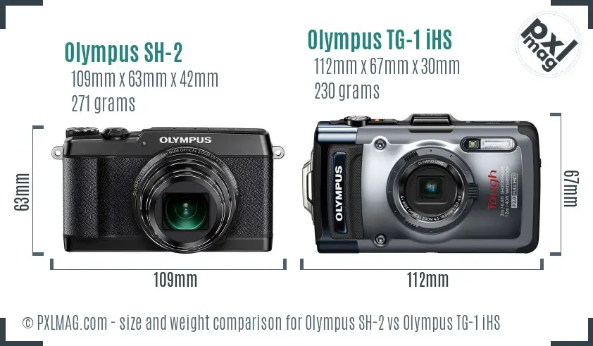 Olympus SH-2 vs Olympus TG-1 iHS size comparison