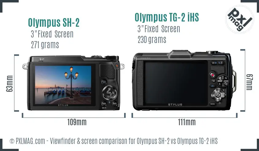 Olympus SH-2 vs Olympus TG-2 iHS Screen and Viewfinder comparison