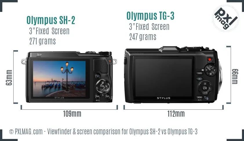 Olympus SH-2 vs Olympus TG-3 Screen and Viewfinder comparison