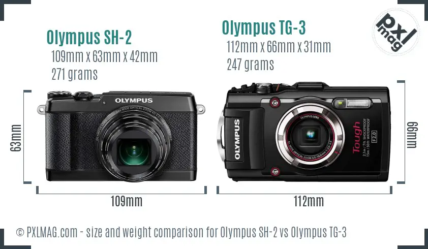 Olympus SH-2 vs Olympus TG-3 size comparison