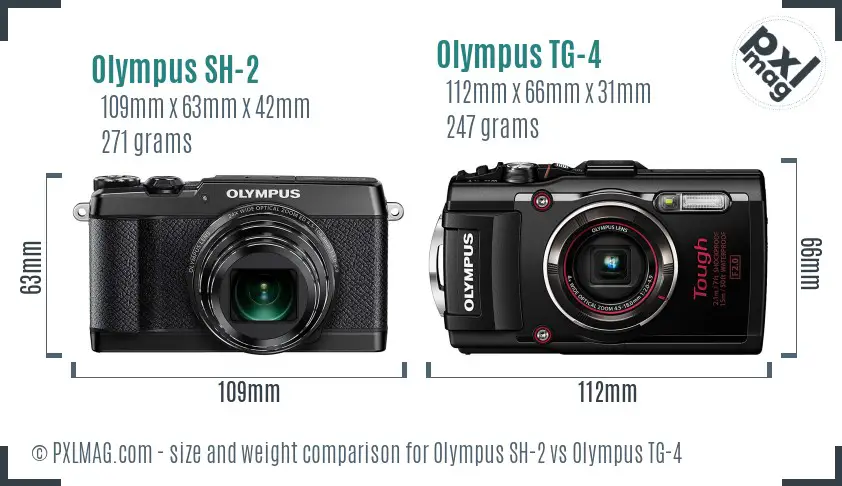 Olympus SH-2 vs Olympus TG-4 size comparison