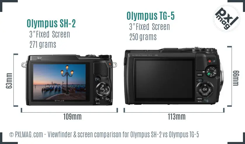 Olympus SH-2 vs Olympus TG-5 Screen and Viewfinder comparison