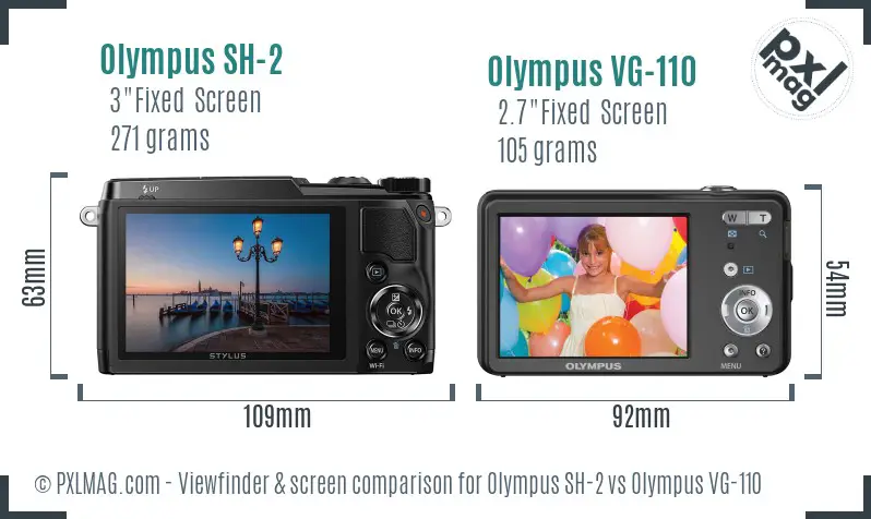 Olympus SH-2 vs Olympus VG-110 Screen and Viewfinder comparison