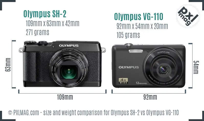 Olympus SH-2 vs Olympus VG-110 size comparison