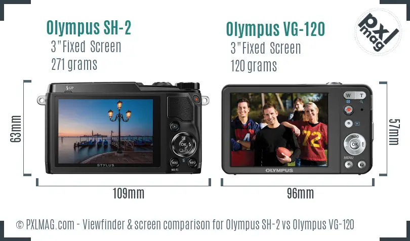 Olympus SH-2 vs Olympus VG-120 Screen and Viewfinder comparison