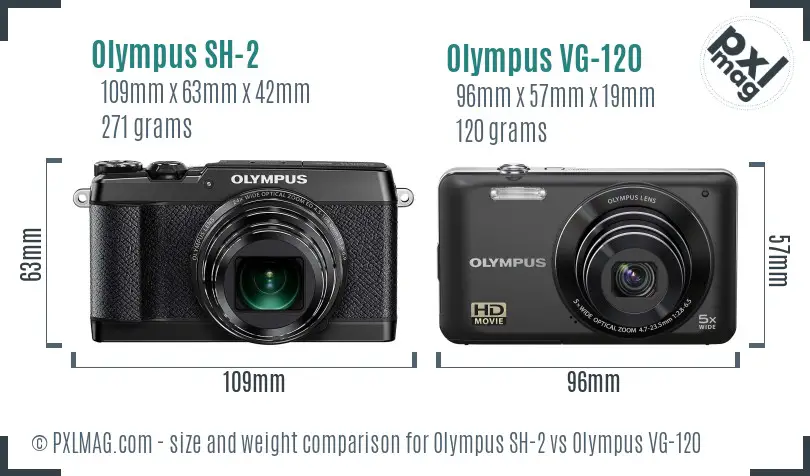 Olympus SH-2 vs Olympus VG-120 size comparison