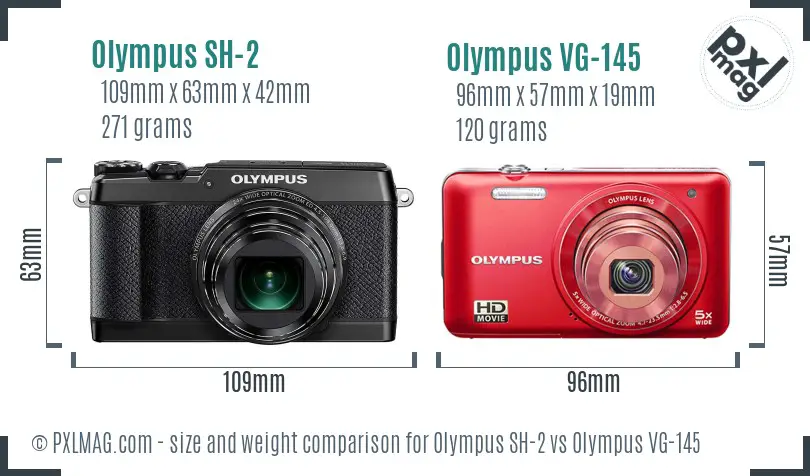 Olympus SH-2 vs Olympus VG-145 size comparison