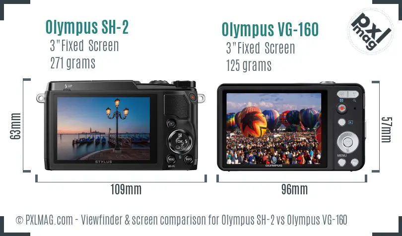 Olympus SH-2 vs Olympus VG-160 Screen and Viewfinder comparison