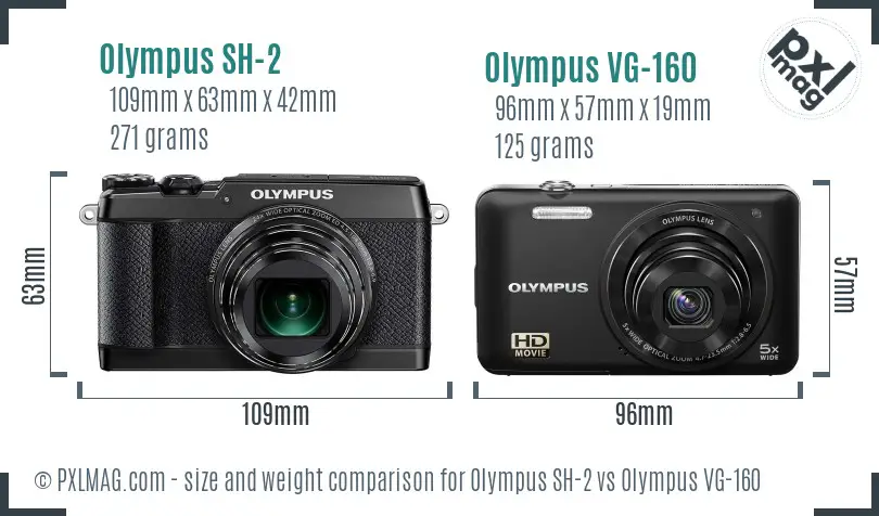 Olympus SH-2 vs Olympus VG-160 size comparison