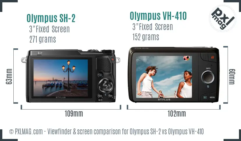 Olympus SH-2 vs Olympus VH-410 Screen and Viewfinder comparison