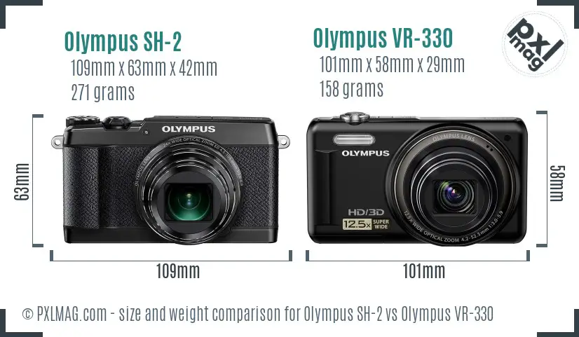 Olympus SH-2 vs Olympus VR-330 size comparison